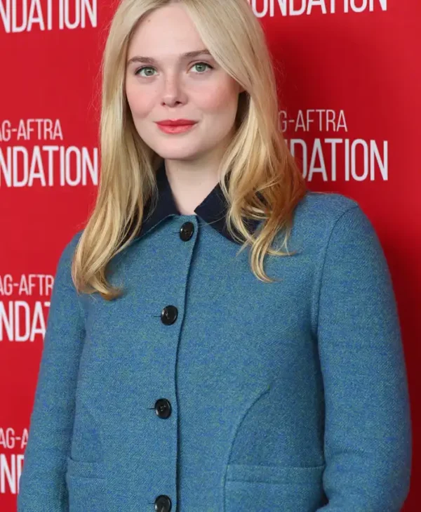 Elle Fanning SAG-AFTRA 2026 Blue Tweed Jacket