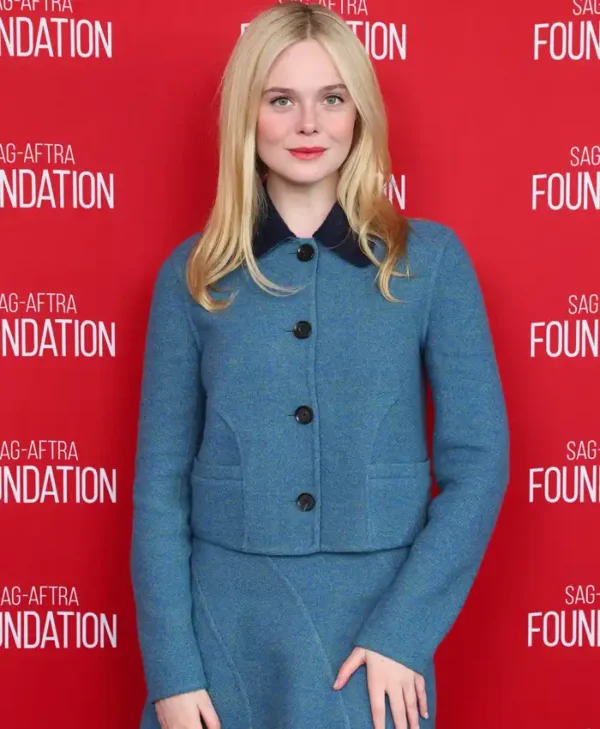 Elle Fanning SAG-AFTRA 2026 Blue Tweed Jacket