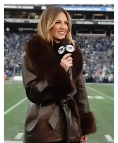 Erin Andrews NFC Championship Fur Trim Coat