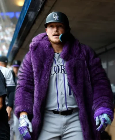 Hunter Goodman Colorado Rockies Purple Fur Coat