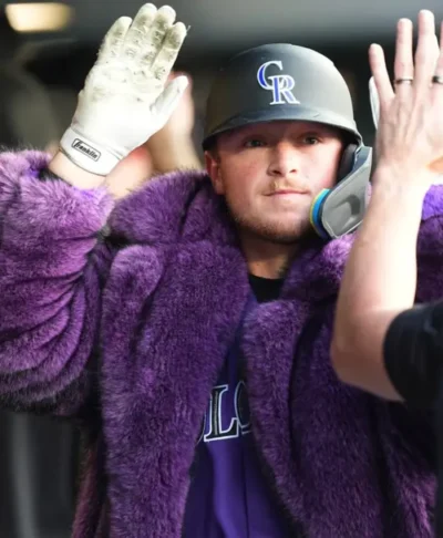 Hunter Goodman Colorado Rockies Purple Fur Coat