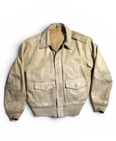 Kanye West Avirex Beige Leather Jacket