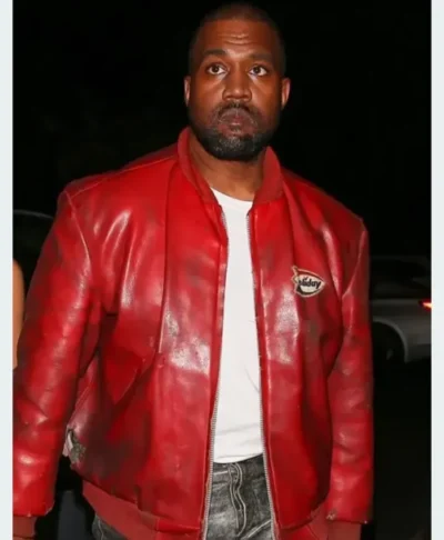 Kanye West Red Leather Jacket