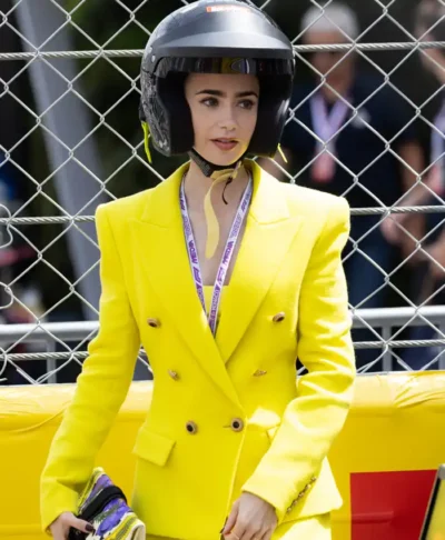 Lily Collins Monaco GP 2026 Yellow Blazer