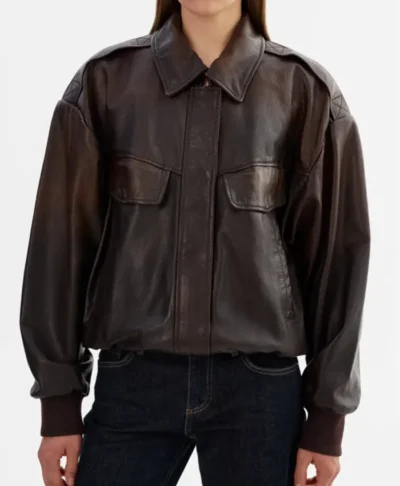 Lindsay Hubbard In The City Leather Bomber Jacket