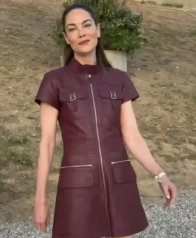 Michelle Monaghan LA Hermès Show Leather Dress
