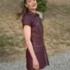 Michelle Monaghan LA Hermès Show Leather Dress