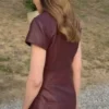 Michelle Monaghan LA Hermès Show Leather Dress