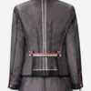 Milly Alcock NYC Today 2026 Striped Leather Blazer