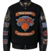 NY Knicks 2026 Champions Black Wool & Leather Varsity Jacket