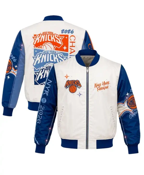 NY Knicks Cream Varsity Jacket 2026