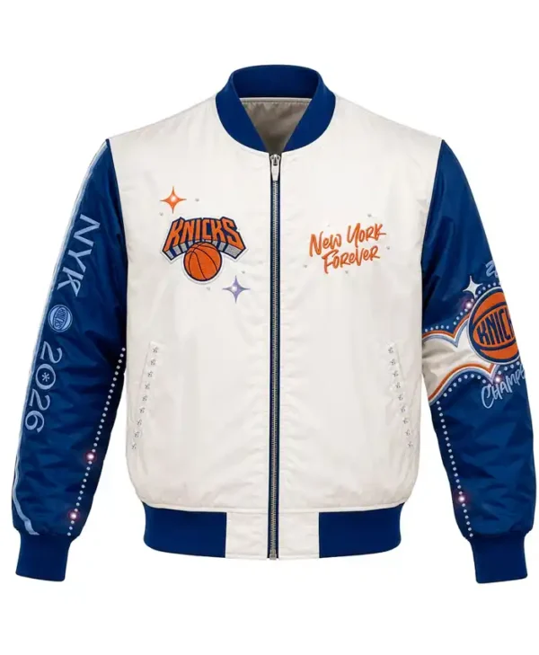 NY Knicks Cream Varsity Jacket 2026
