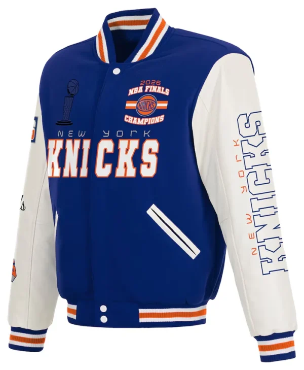 NY Knicks JH Design Blue and White 2026 Champions Wool Jacket