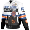 NY Knicks JH Design NBA Champions White Leather Jacket