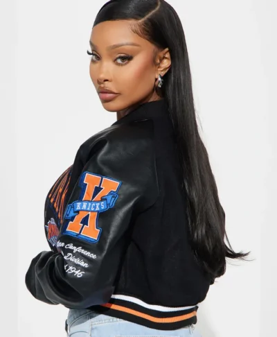 NY Knicks Jump Shot Black Bomber Jacket