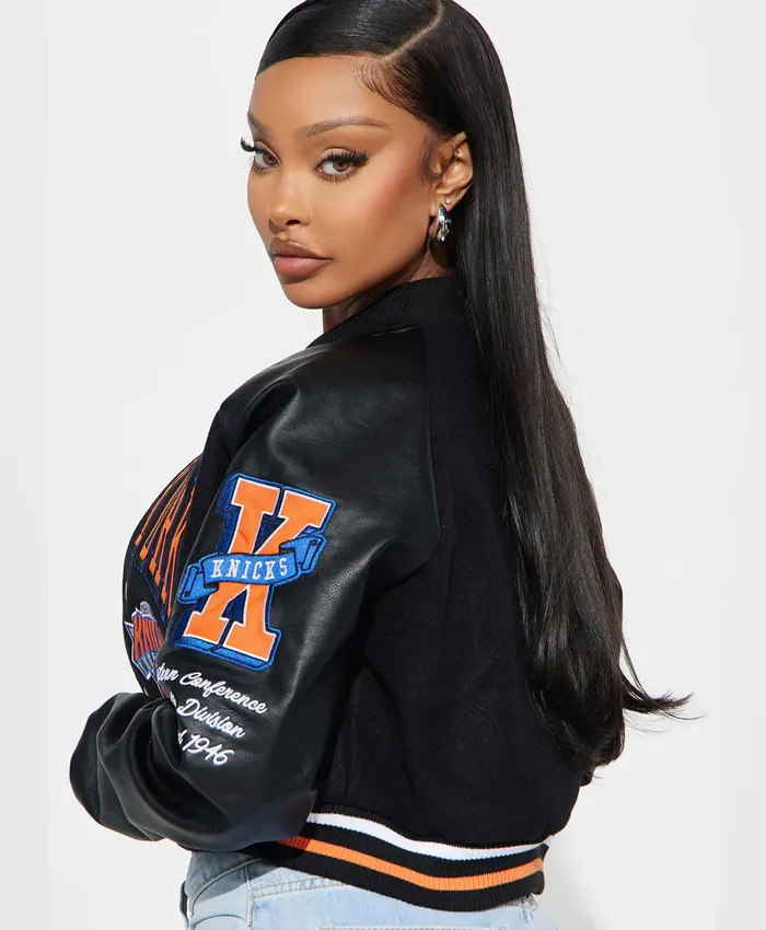 NY Knicks Jump Shot Black Bomber Jacket