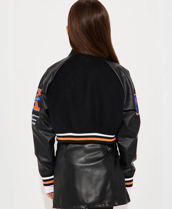 NY Knicks Jump Shot Black Bomber Jacket