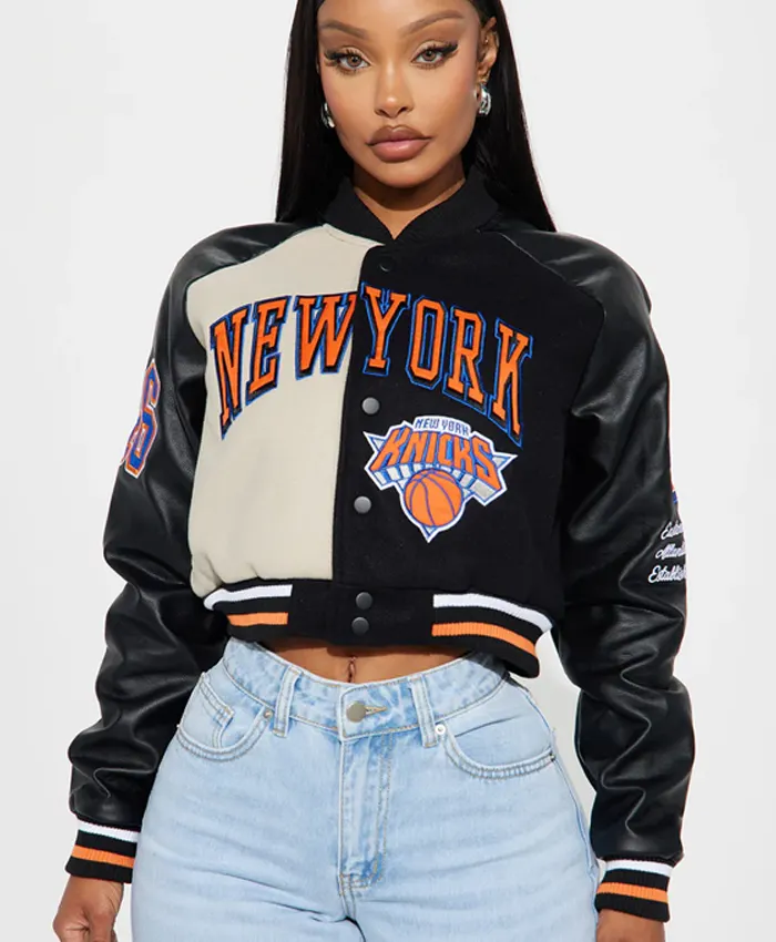 NY Knicks Jump Shot Black Bomber Jacket
