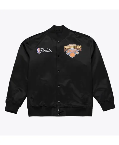NY Knicks Mitchell & Ness 2026 Champions Black Satin Jacket