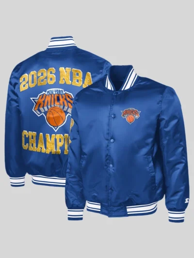 New York Knicks Starter 2026 NBA Finals Champions Satin Varsity Jacket