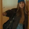 Office Romance 2026 Jackie Cruz Brown Leather Jacket