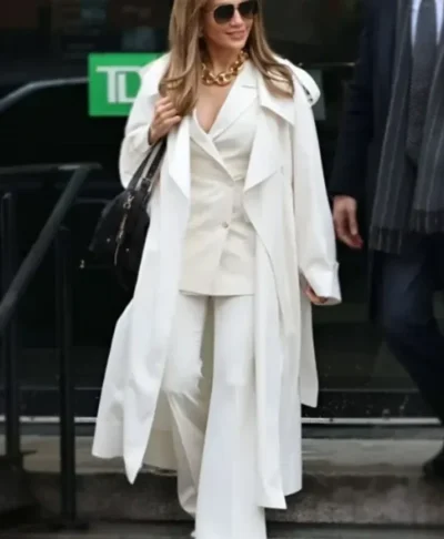 Office Romance 2026 Jennifer Lopez White Trench Coat