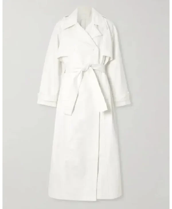 Office Romance 2026 Jennifer Lopez White Trench Coat