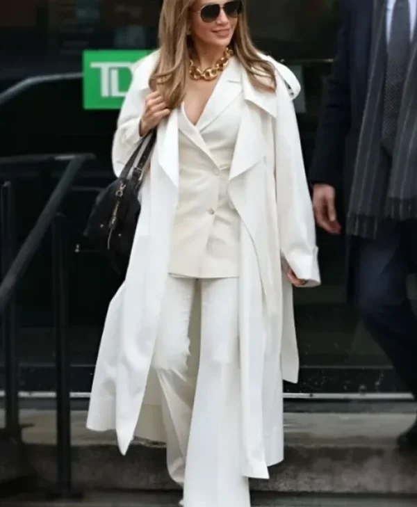 Office Romance 2026 Jennifer Lopez White Trench Coat