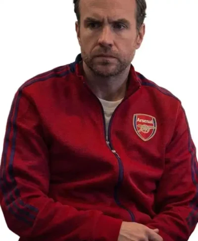 Rafe Spall Trying Season 3 Red Track Jacket