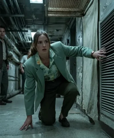 Renate Reinsve Backrooms 2026 Green Blazer