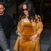 Rihanna Tribeca Mustard Leather Coat
