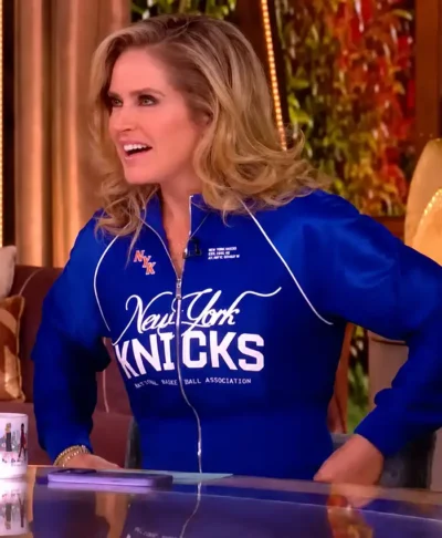 Sara Haines The View 2026 Knicks Satin Jacket