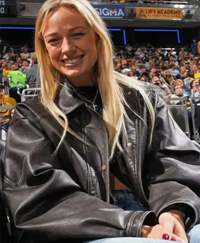 Sophie Cunningham Indiana Fever Leather Jacket
