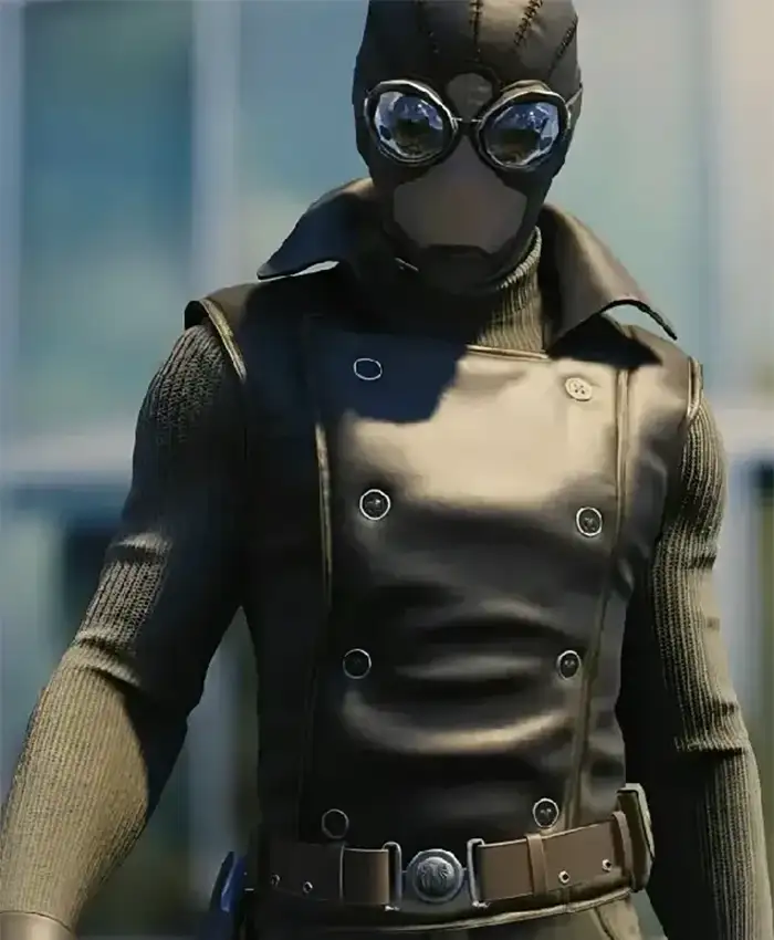 Spider Noir Double Breasted Leather Vest