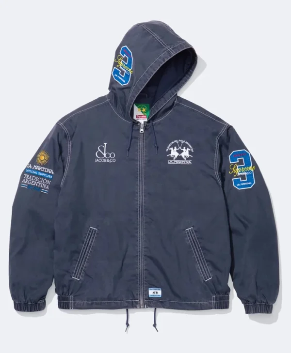 Supreme x La Martina Blue Hooded Jacket