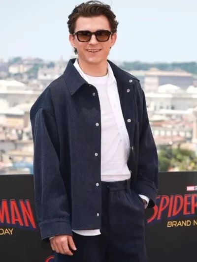 Tom Holland Spider Man New Day Rome Blue Wool Jacket
