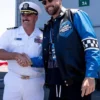Travis Kelce NASCAR San Diego Blue Leather Jacket