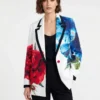 Women Floral Boyfriend Blazer Oversized Printed Jacket