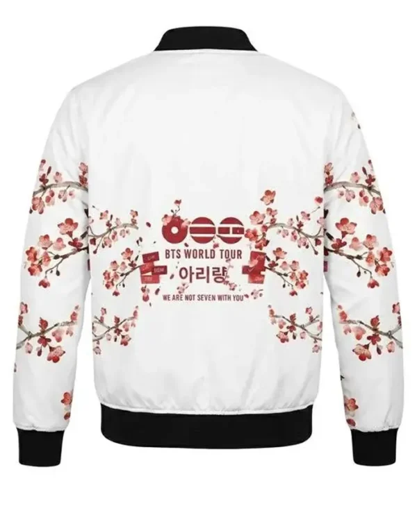 buy now BTS Cherry Blossom White Bomber Jacket