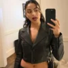 buy now Camila Mendes 2026 Cropped Leather Jacket