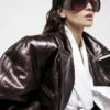 buy now Eiza Gonzalez Distressed Leather Jacket