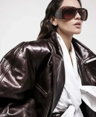 buy now Eiza Gonzalez Distressed Leather Jacket