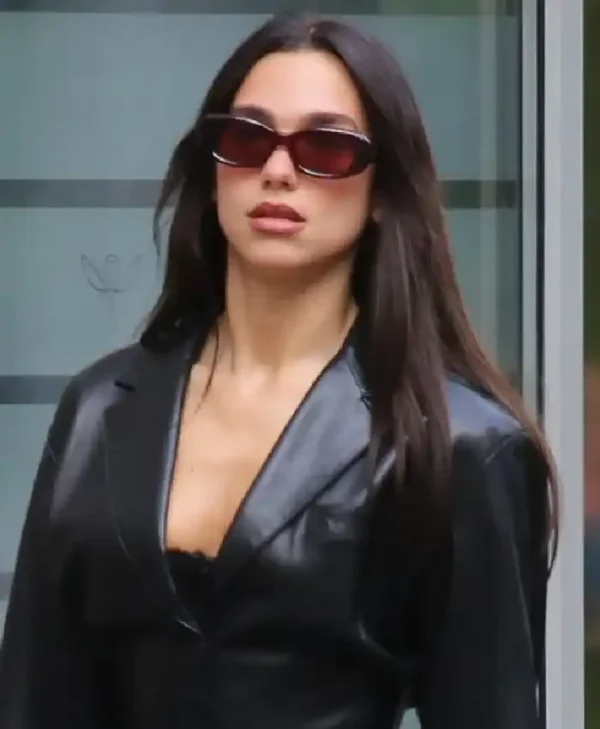 buy now Fashion Streets Of Milan 2026 Dua Lipa Leather Blazer