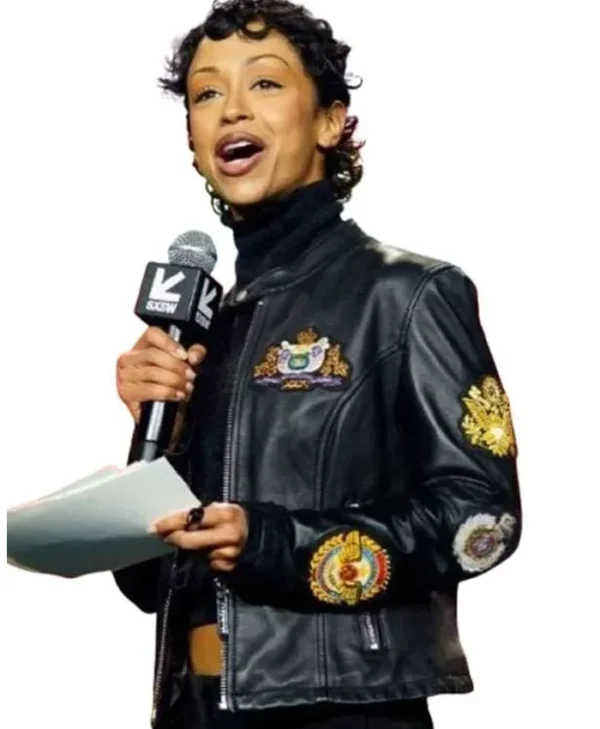 buy now Liza Koshy SXSW 2026 Leather Jacket
