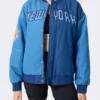 buy now New York Knicks Terez Blue Denim Bomber Jacket