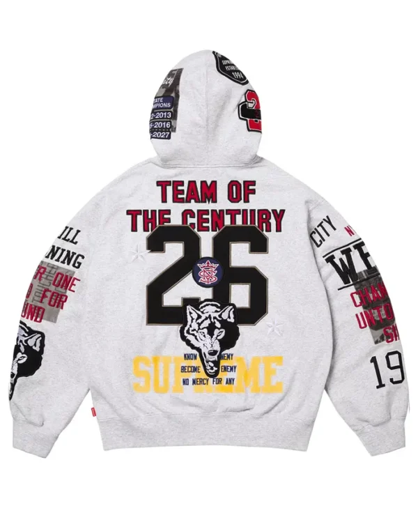 buy now Supreme Warriors Grey Zip-Up Hooded Sweatshirt