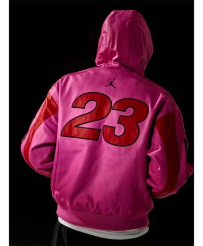 buy now Supreme X Jordan 2026 Pink Hooded Leather Jacket