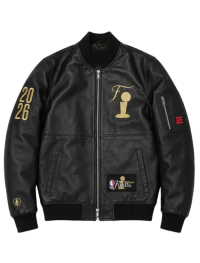 order FISLL x ESPN NBA Finals Black Leather Jacket
