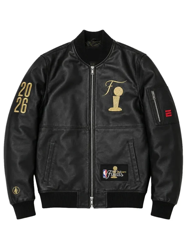 order FISLL x ESPN NBA Finals Black Leather Jacket