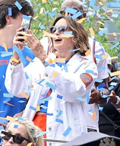 order now Mariska Hargitay Knicks Parade 2026 White Jacket